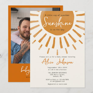 Ein kleiner Sonnenschein Boho Foto-Baby-Shower Einladung