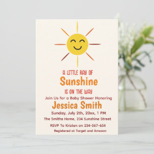Ein kleiner Sonnenschein Gelbe Sonne Baby Shower  Einladung