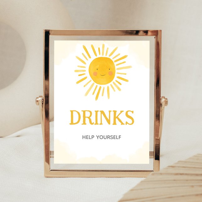 Ein kleiner Sonnenstrahl Getränke Schild (Sunshine Baby Shower Drinks Sign)