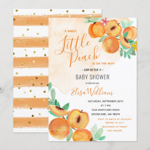 Ein kleiner Sweet Peach ist auf dem Weg Babydusche Einladung
