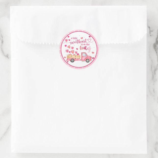 Ein kleiner Sweetheart Baby-Duschaufkleber Runder Aufkleber (Tasche)