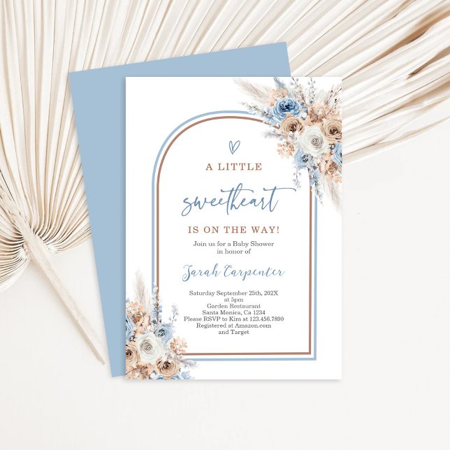 Ein kleiner Sweetheart Dusty Blue Baby Shower Boy Einladung (Von Creator hochgeladen)