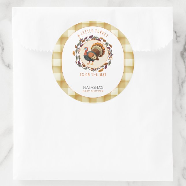 Ein kleiner türkischer Erntedank Fall Baby Dusche Runder Aufkleber (Tasche)