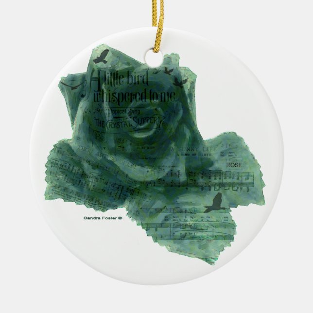 Ein kleiner Vogel erzählte mir Rose Keramik Ornament (Vorne)