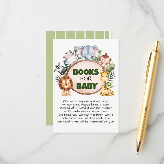 Ein kleiner Wild One Safari Bücher für Baby Begleitkarte (Vorderseite/Rückseite Beispiel)
