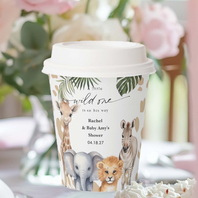 Ein kleiner Wilder auf seinem Weg, Safari Baby Ani Pappbecher (A Little Wild One safari Animal, Baby Boy Shower Paper cup.)
