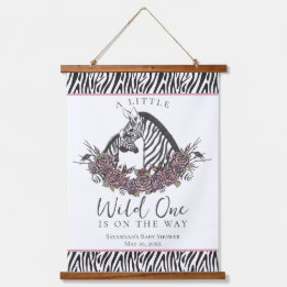 Ein Kleiner Wilder Baby-Zebra-Druck Wandteppich Mit Holzrahmen