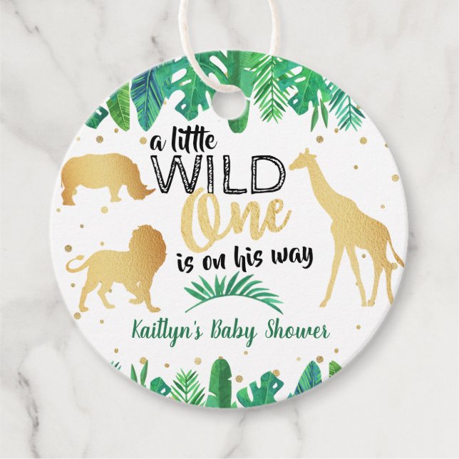 Ein kleiner wilder ist auf dem Weg Jungs Babydusch Geschenkanhänger (Vorderseite)
