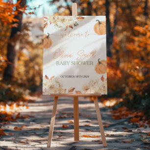 Ein kleines Baby-Duschgel mit Pumpkin Fall Begrüßu Poster