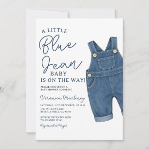 Ein kleines Baby in Blue Jeans ist auf dem Weg Bab Einladung