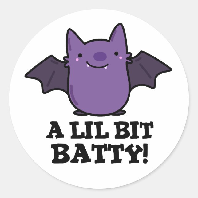 Ein kleines Batty Funny Baby Bat Puff Runder Aufkleber (Vorderseite)