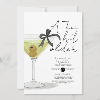 Ein kleines bisschen älter Olive Martini Geburtsta Einladung