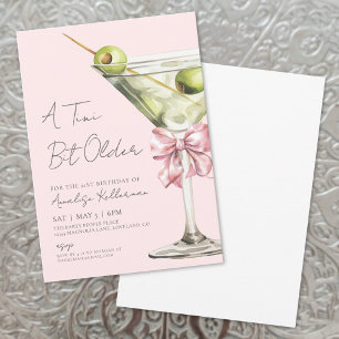 Ein kleines bisschen älter Pink Bow Martini Geburt Einladung