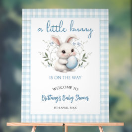Ein kleines, blass blauer Baby-Duschbad Willkommen Acrylschild