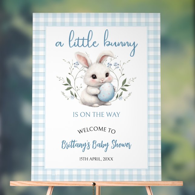 Ein kleines, blass blauer Baby-Duschbad Willkommen Acrylschild (Neutral)