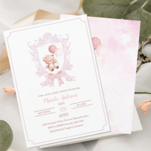 Ein kleines, blassrosa Wappen verbeugt Babyshuvita Einladung