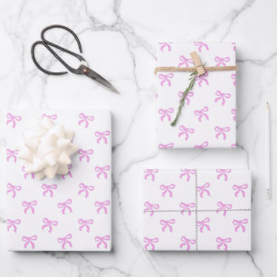 Ein kleines blaues Jeans-Baby rosa Koketten-Schlei Geschenkpapier Set