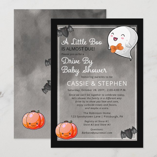 Ein kleines Boo Ghost Boy Drive mit Babydusche Einladung (Vorne/Hinten)