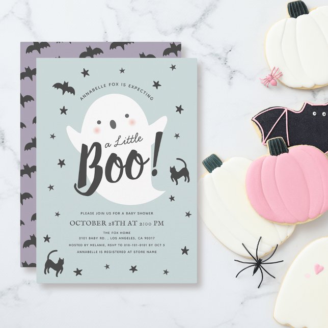 Ein kleines Boo Ghost Halloween Blue Boy Baby Dusc Einladung (Von Creator hochgeladen)