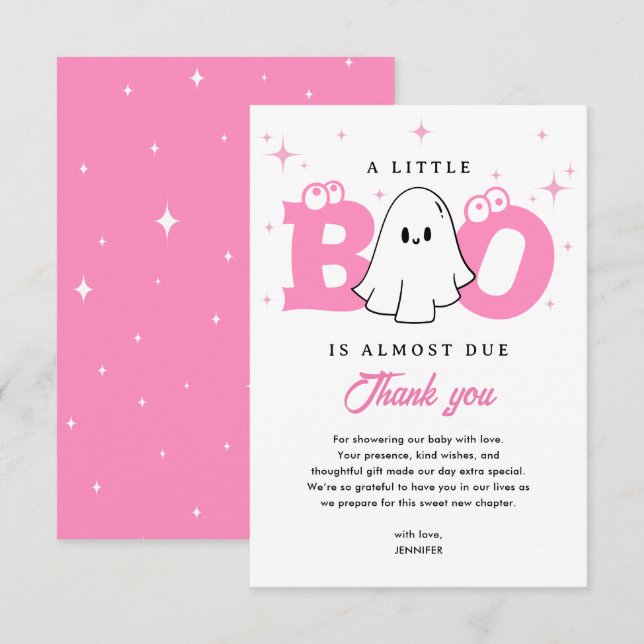 Ein kleines Boo Girl Niedlich Ghost Halloween Kind Dankeskarte (Vorne/Hinten)