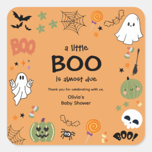 Ein kleines Boo Halloween Baby Dusche Danke Quadratischer Aufkleber