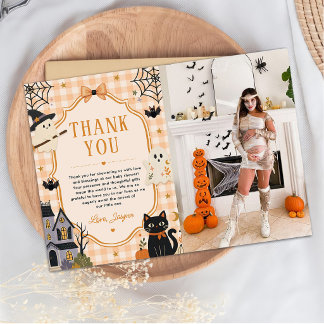 Ein kleines Boo Halloween-Baby-Shower-Foto Dankeskarte