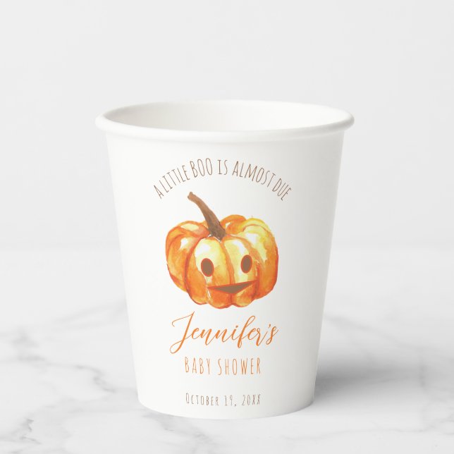 Ein kleines Boo Halloween Baby Shower Pumpkin Skri Pappbecher (Vorderseite)