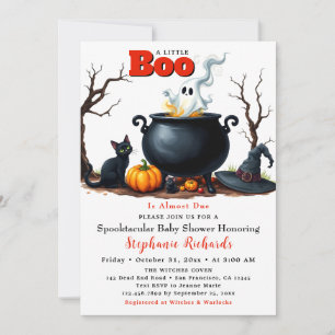 Ein kleines Boo Halloween Ghost Cauldron Babydusch Einladung