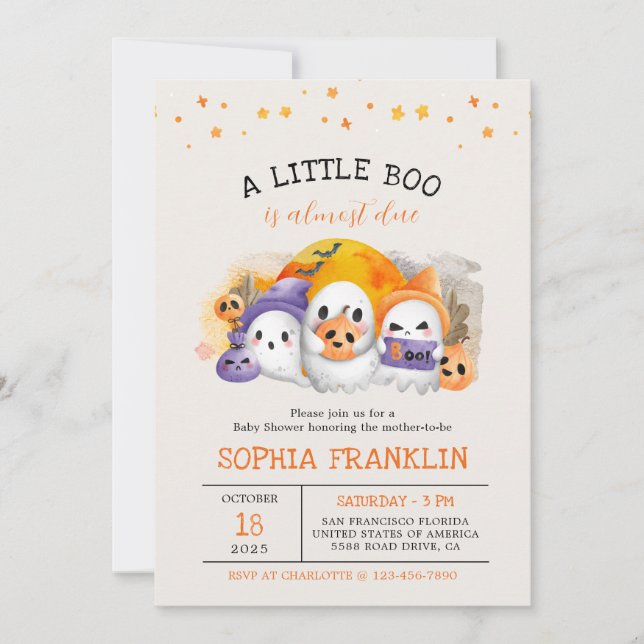 Ein kleines Boo Halloween Niedlich Ghost Baby Dusc Einladung (Vorderseite)