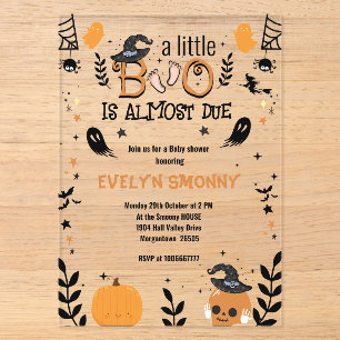 Ein kleines Boo kommt bald Baby Shower Schwangersc Acryleinladungen
