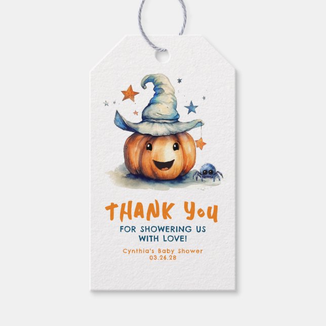 Ein kleines Boo Pumpkin Niedliches Halloween Kinde Geschenkanhänger (Vorderseite)