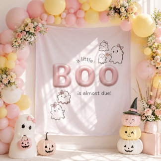 Ein kleines Boo Süßes Rosa Baby Shower Hintergrund Wandteppich