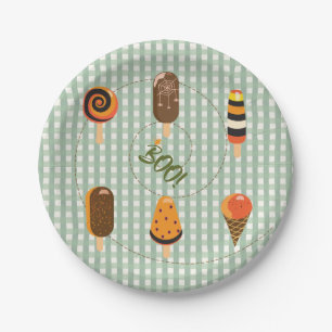 Ein kleines Buh ist fällig Olive Gingham Eiscreme Pappteller