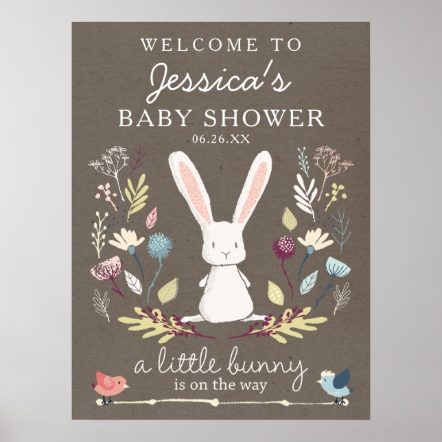 Ein kleines Bunny Baby Dusche Begrüßungsschild Pos Poster (Vorne)
