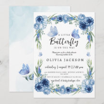 Ein kleines Butterfly Blue Floral Rustic Baby Dusc
