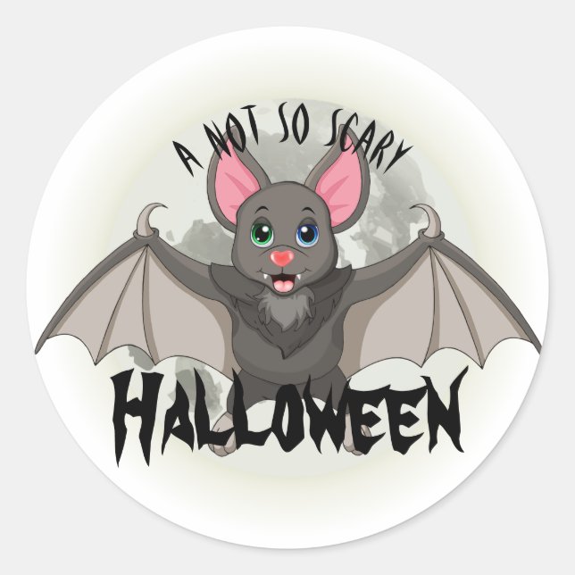 Ein kleines Cartoon Bat & ein nicht so Beängstigen Runder Aufkleber (Vorderseite)