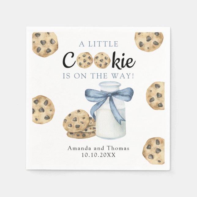 Ein kleines Cookie ist auf dem Weg Babydusche Serviette (Vorderseite)