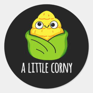 Ein kleines Corny Funny Baby Corn Pun Dark BG Runder Aufkleber