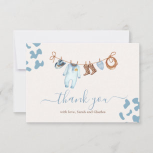 Ein kleines Cowboy Baby Dusche Blue Danke Karte