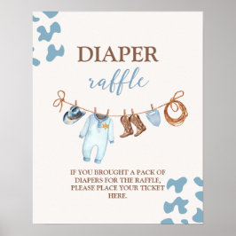 Ein kleines Cowboy Blue Diaper Raffelzeichen Poster