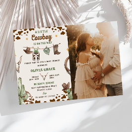 Ein kleines Cowboy Western Boy Baby Shower Foto Einladung