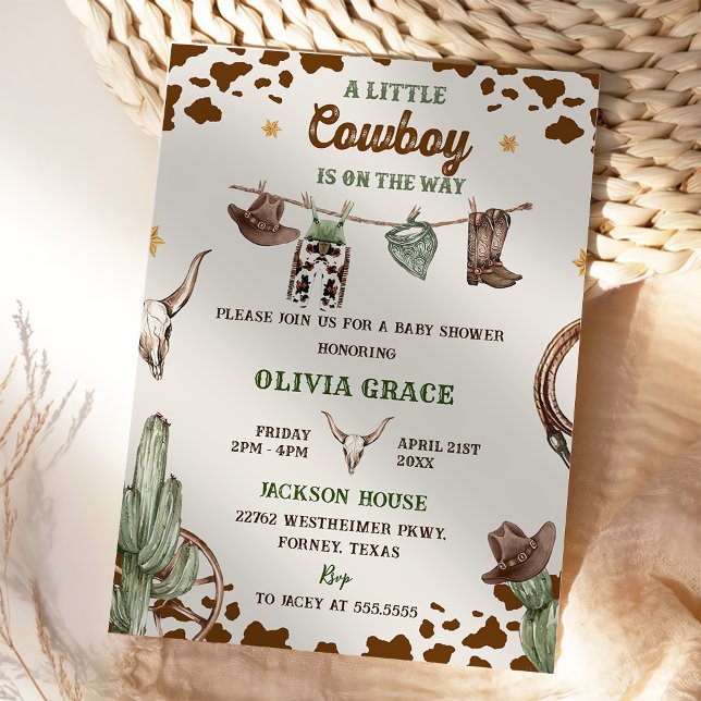 Ein kleines Cowboy Western Boy Baby Shower Party Einladung (Von Creator hochgeladen)