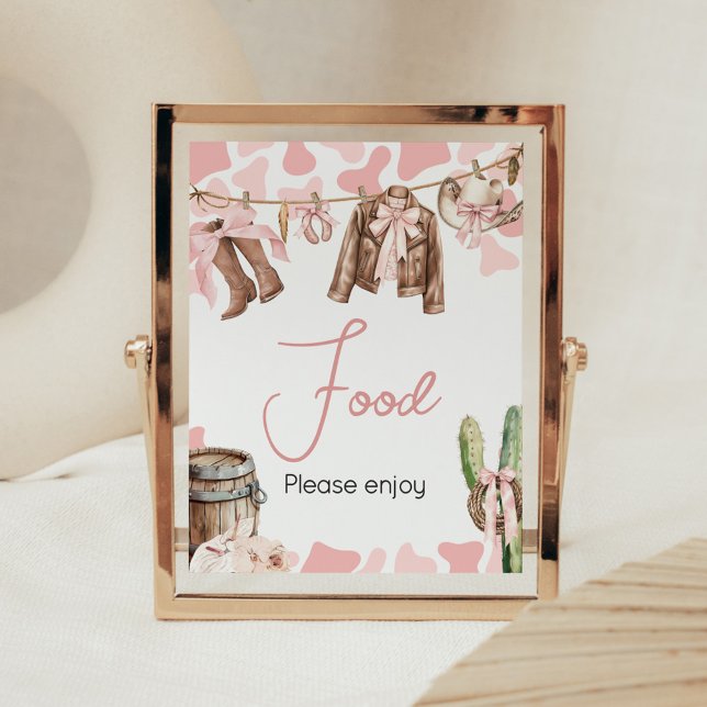 Ein kleines Cowgirl Babydusche. Poster (A Little Cowgirl Clothesline Baby Shower Food Sign)
