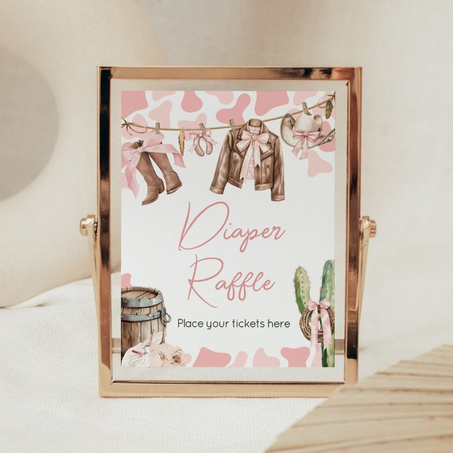 Ein kleines Cowgirl Duschdusche Windel Raffle Poster (A Little Cowgirl Clothesline Baby Shower Diaper Raffle Sign)