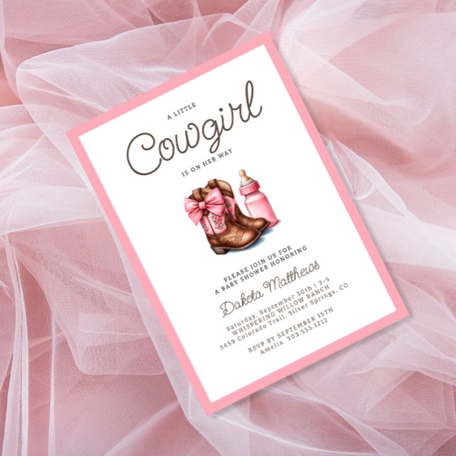 Ein kleines Cowgirl Pink Western Rodeo Kinderdusch Einladung (Von Creator hochgeladen)