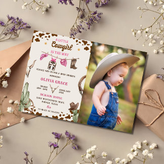Ein kleines Cowgirl Western Girl Baby Dusche Party Einladung