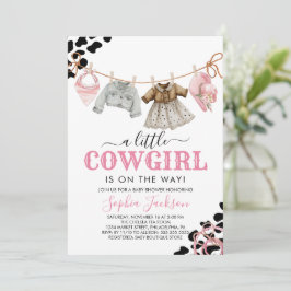 Ein kleines Cowgirl Wild West Cowgirl Babydusche Einladung