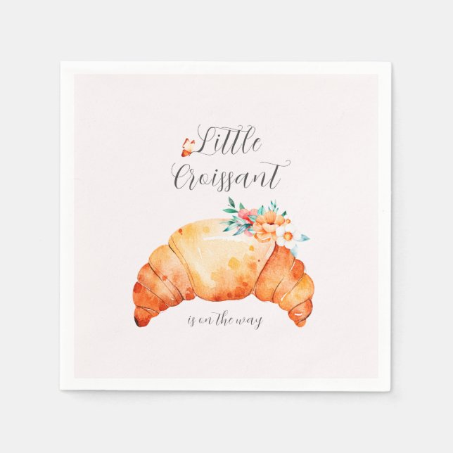 Ein kleines Croissant ist unterwegs mit einer Baby Serviette (Vorderseite)