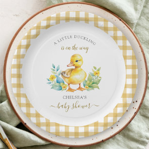 Ein kleines Duckling ist auf dem Weg Duckkissendus Pappteller