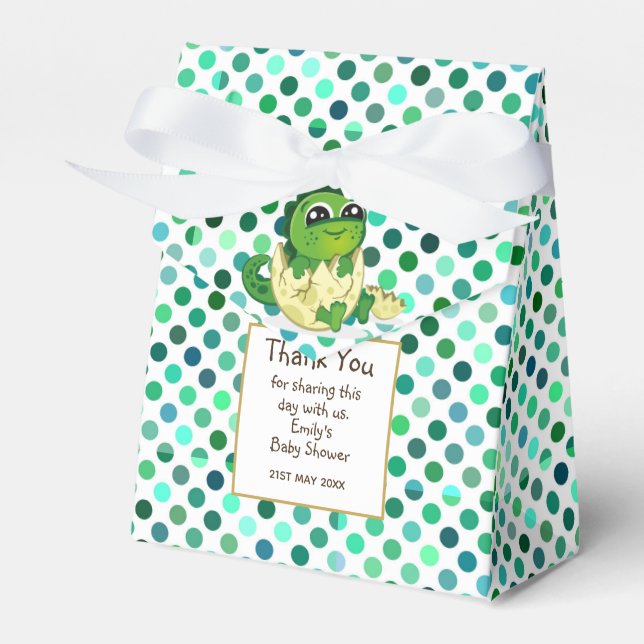 Ein kleines, frisches DINOSAUR Baby Duschbad Party Geschenkschachtel (Vorderseite)